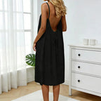 Casual Backless Cami Dress for Women Summer Sleeveless Beach Sundress Spaghetti Strap Loose Flowy Dress with Back Tie Variety shop