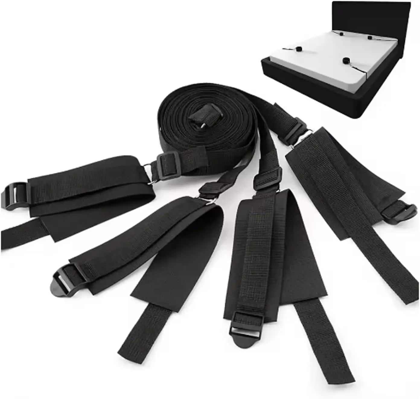 BDSM Bed Restraints Kit Adjustable Set with Wrist Thigh Cuffs Handcuffs Sex Furniture  Bondage Gear for Bedroom  Adult Toys Variety shop