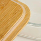 Glass Fresh-Keeping Box Heat-Resistant Bamboo Lid Microwave Oven Lunch Box Leakproof variety store