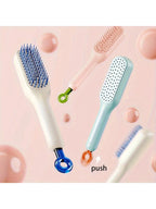 1pc Self-cleaning Hair Comb Anti Static Retractable One-pull Massage Brush Rotating Lifting Hairbrush Safety Airbag Combs Barber Variety store