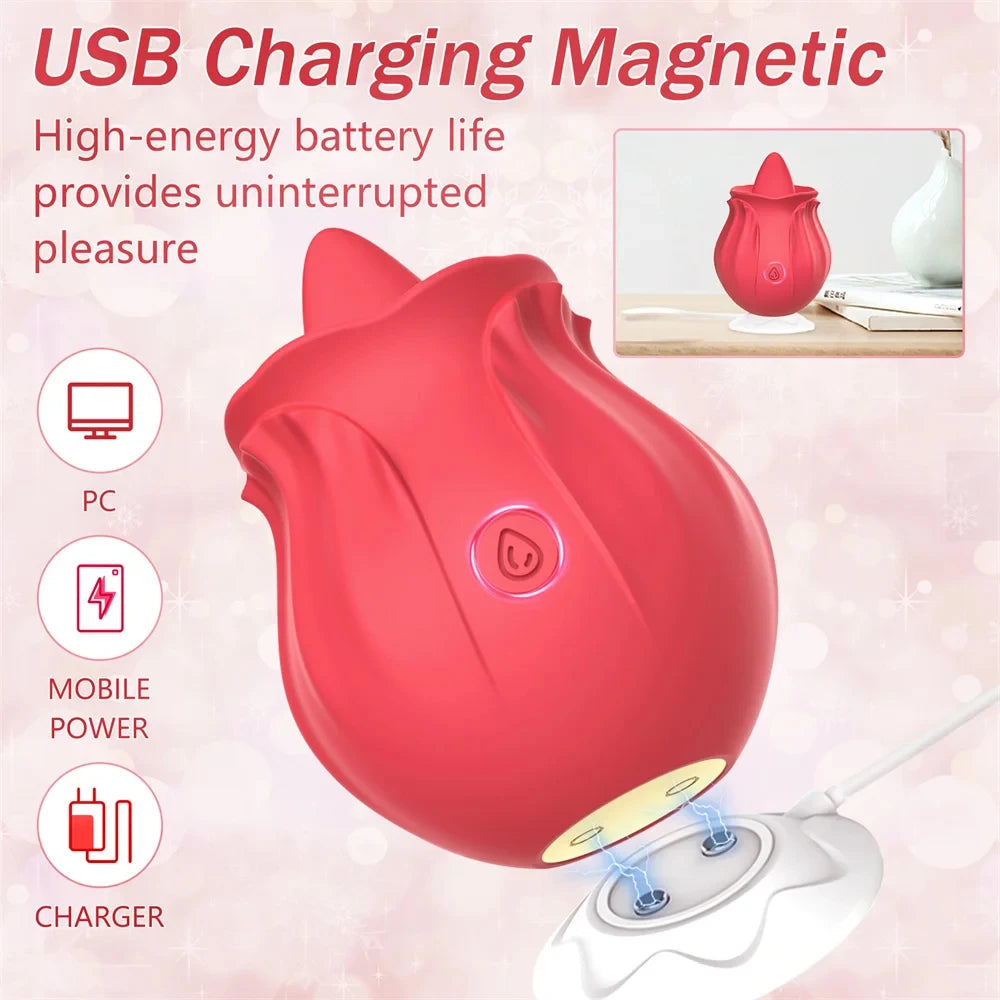 Rose Toy Tongue Licking Vibrator for Women Oral Clit Stimulator Female G Spot Vibrating Masturbation Massager Sex Toys for Adult Variety shop