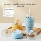 Portable Foldable Ice Ball Cup with Straw Food Grade Silicone Ice Mold variety store