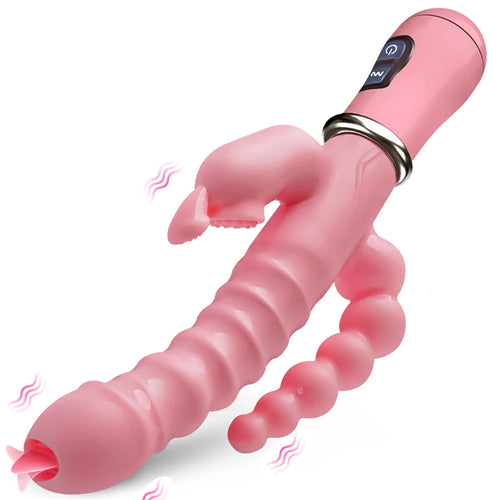 Rabbit G Spot Dildo Vibrator Clitoris Stimulator Penis Anal Double Penetration Tongue Licking Double Rod Sex Toy For Women Adult Variety shop