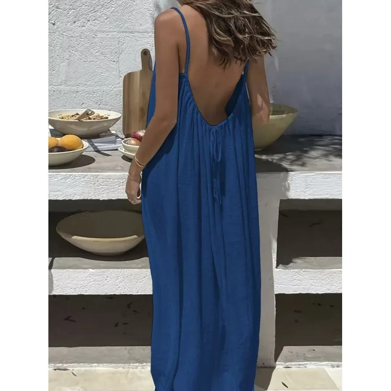Women's Off-Shoulder Backless Loose Solid Color Dress European Fashion Variety shop