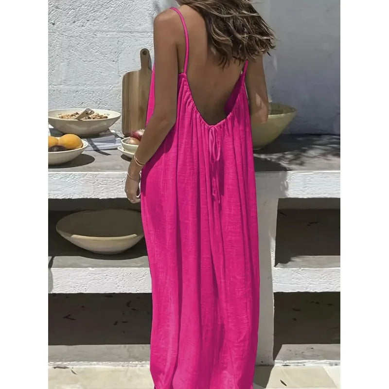 Women's Off-Shoulder Backless Loose Solid Color Dress European Fashion Variety shop
