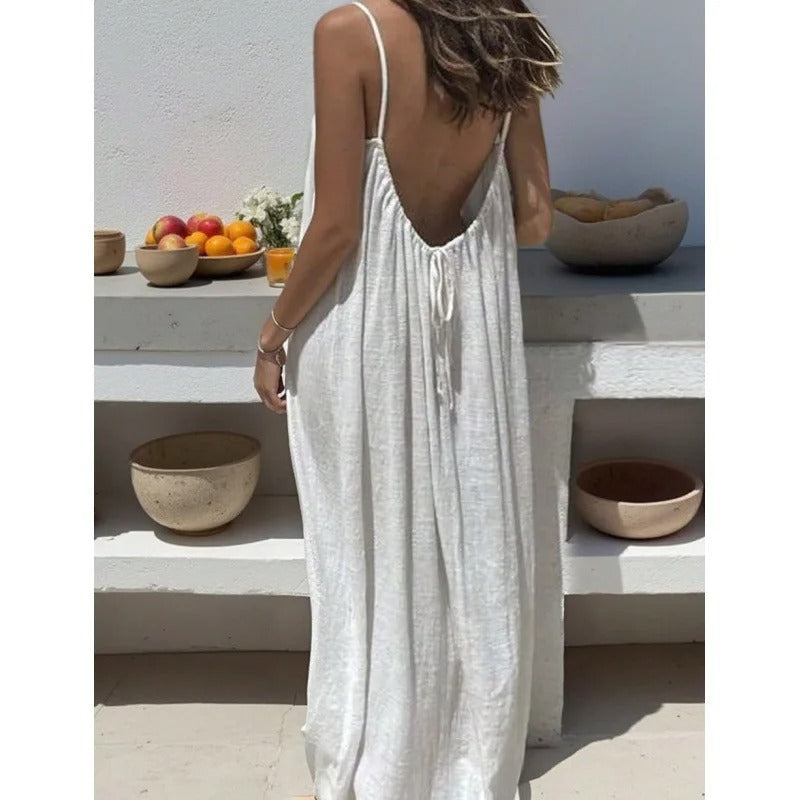 Women's Off-Shoulder Backless Loose Solid Color Dress European Fashion Variety shop