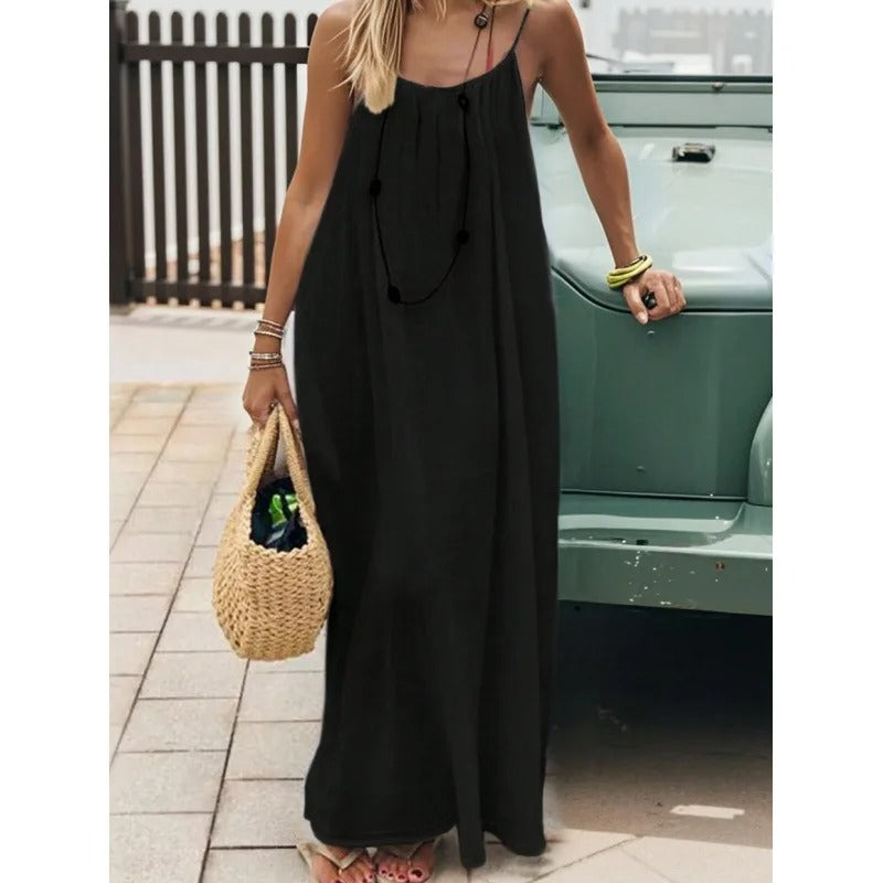 Women's Off-Shoulder Backless Loose Solid Color Dress European Fashion Variety shop