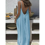 Women's Off-Shoulder Backless Loose Solid Color Dress European Fashion Variety shop