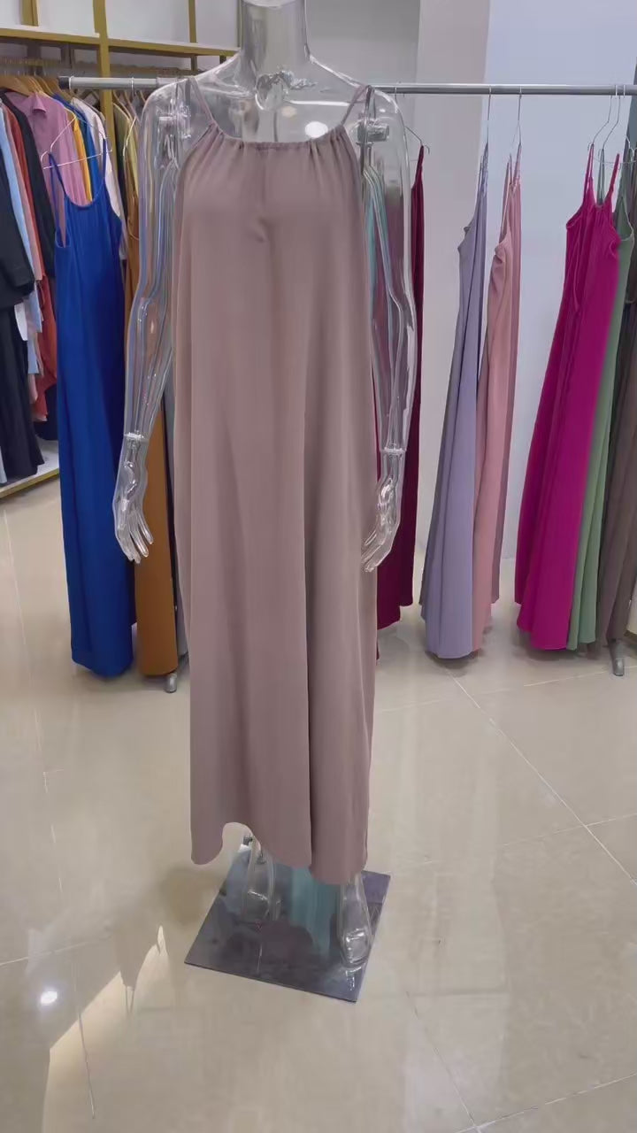 Women's Off-Shoulder Backless Loose Solid Color Dress European Fashion